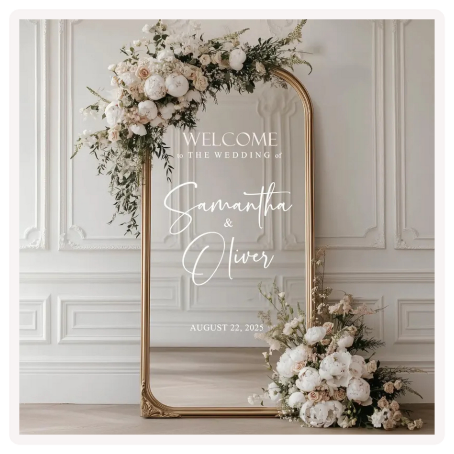 Gold Trimmed Decorated Mirror